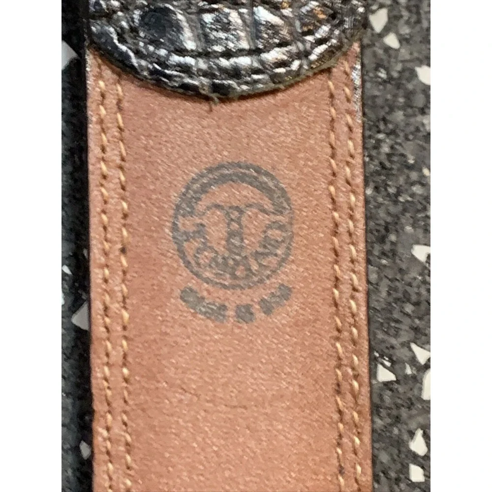 Torino Leather Belt Size 38‎ Black Embossed Italian Kipskin Made In USA